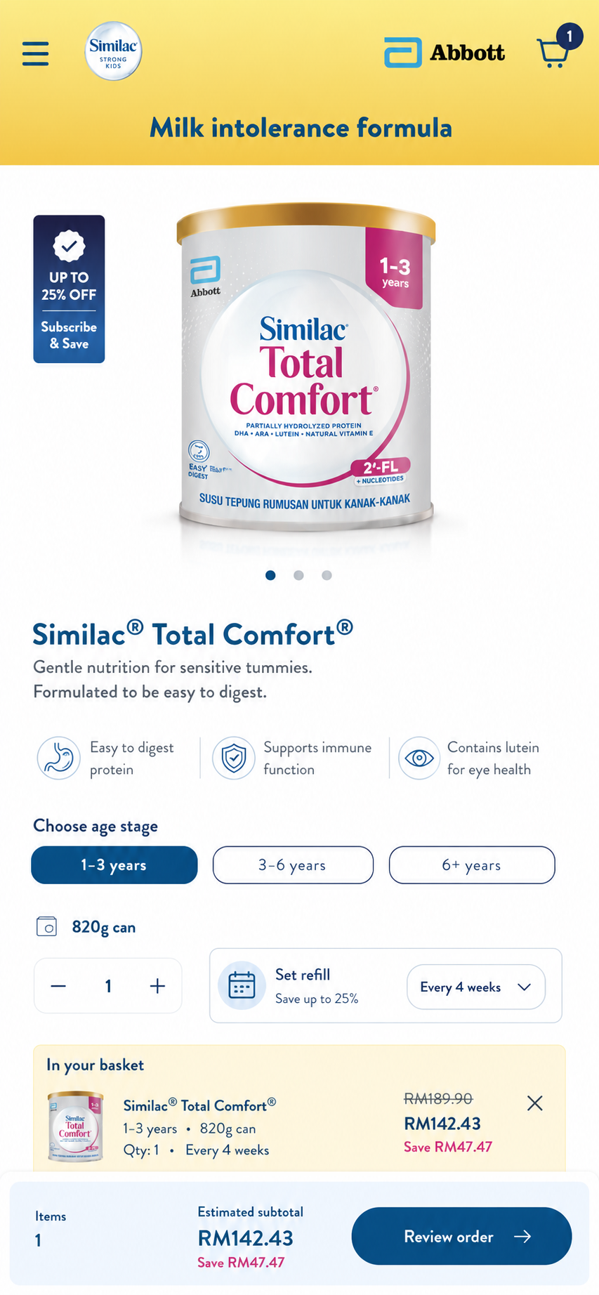 Abbott Similac refill landing page